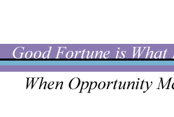 Good Fortune is What Happens When Opportunity Meets with Planning